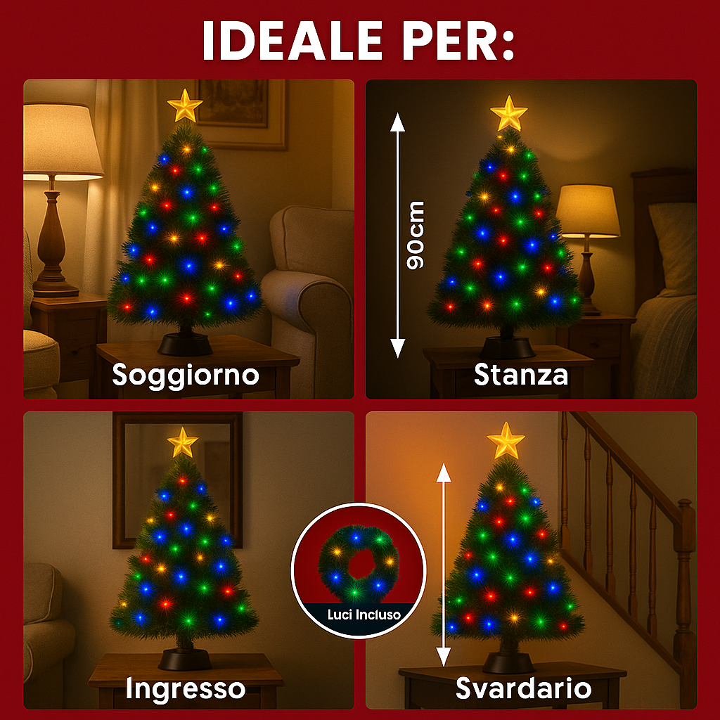 🎄 Kit Albero di Natale 90 cm Voluminoso + Luci LED Premium ✨ per il Miglior Natale di Sempre 🎅🏼❤️