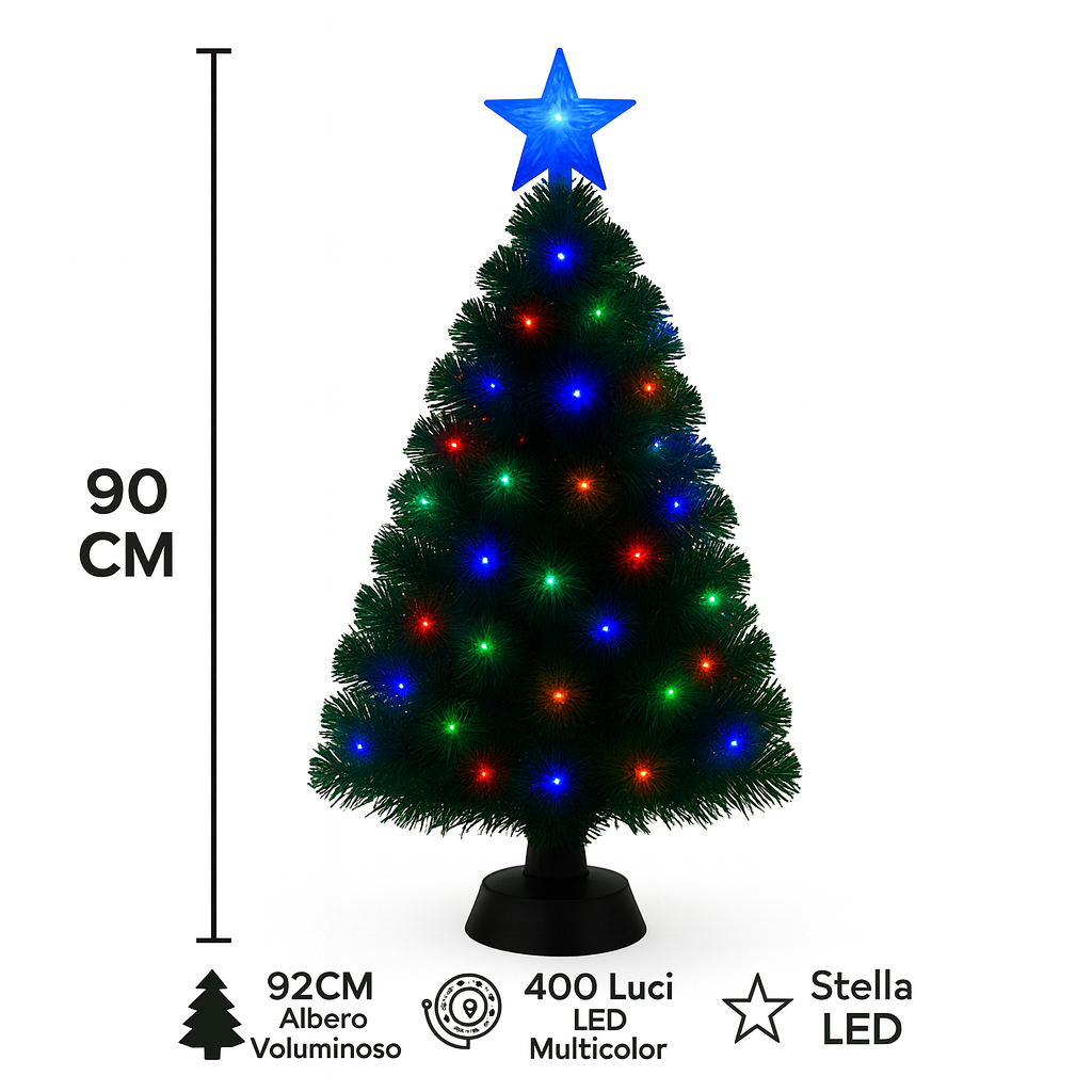 🎄 Kit Albero di Natale 90 cm Voluminoso + Luci LED Premium ✨ per il Miglior Natale di Sempre 🎅🏼❤️